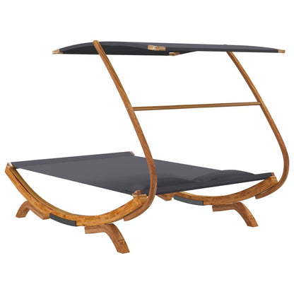 Tumbona Con Dosel Madera Curvada Gris