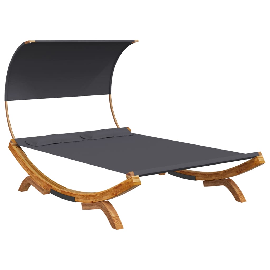 Tumbona Con Dosel Madera Curvada Gris