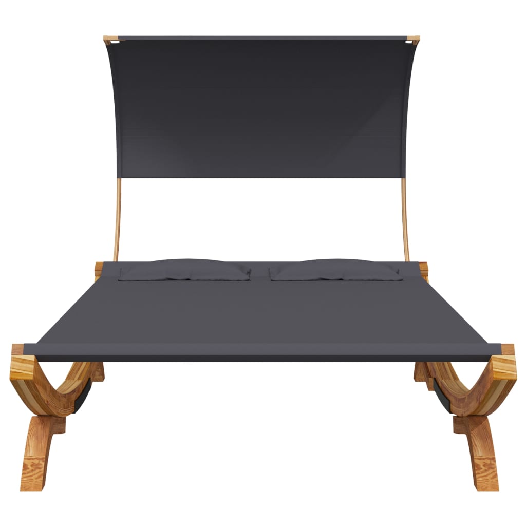 Tumbona Con Dosel Madera Curvada Gris