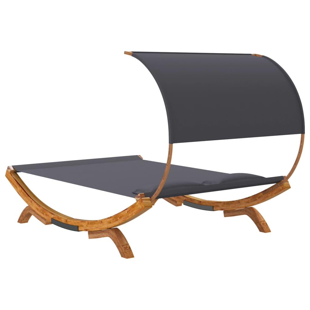 Tumbona Con Dosel Madera Curvada Gris