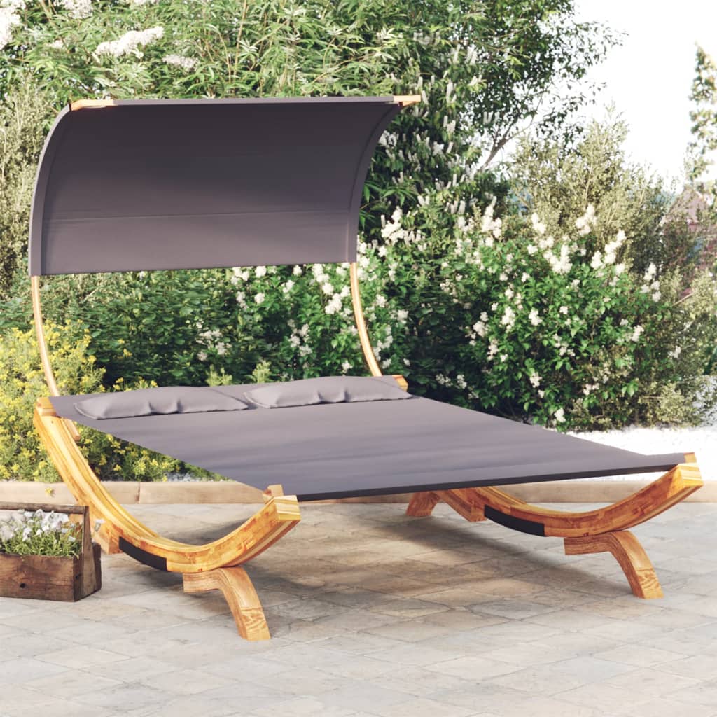 Tumbona Con Dosel Madera Curvada Gris