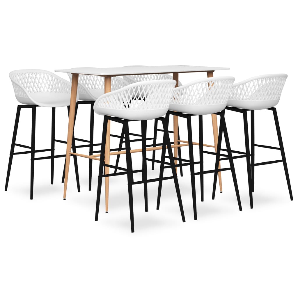 Mesa Alta Y Taburetes De Bar De 7 Piezas