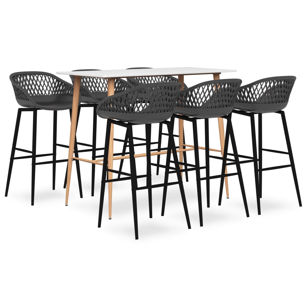 Mesa Alta Y Taburetes De Bar De 7 Piezas