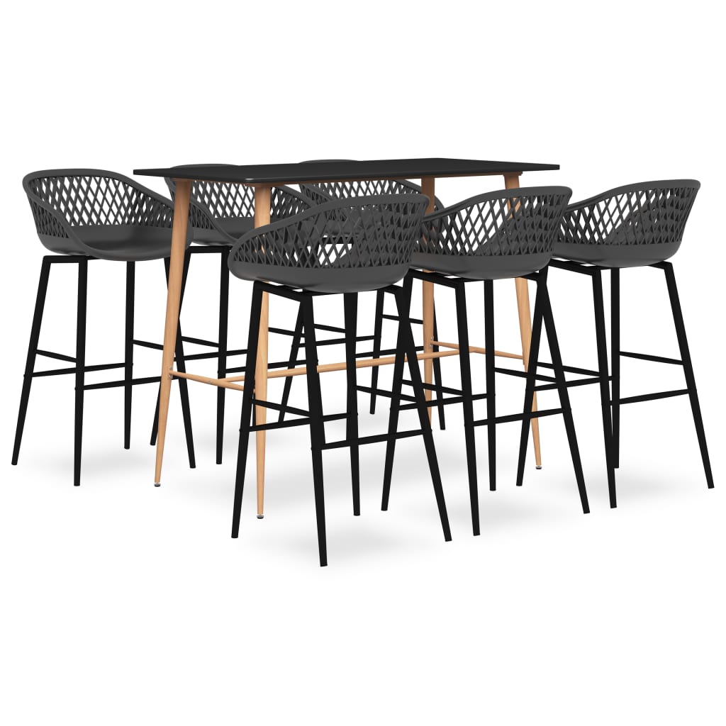 Mesa Alta Y Taburetes De Bar De 7 Piezas