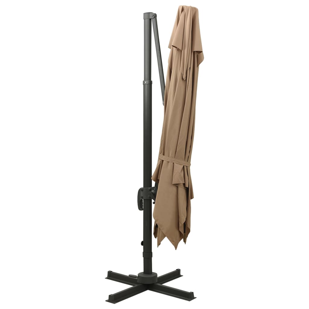 Sombrilla De Jardín Voladiza Con Doble Techo Color Topo