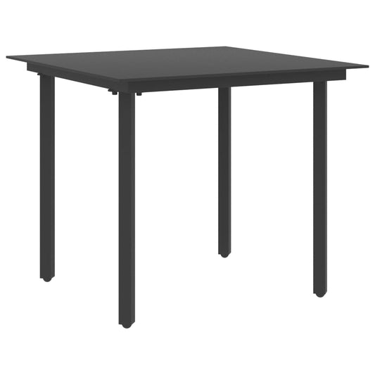 Mesa De Comedor De Jardín Acero Y Vidrio Negro