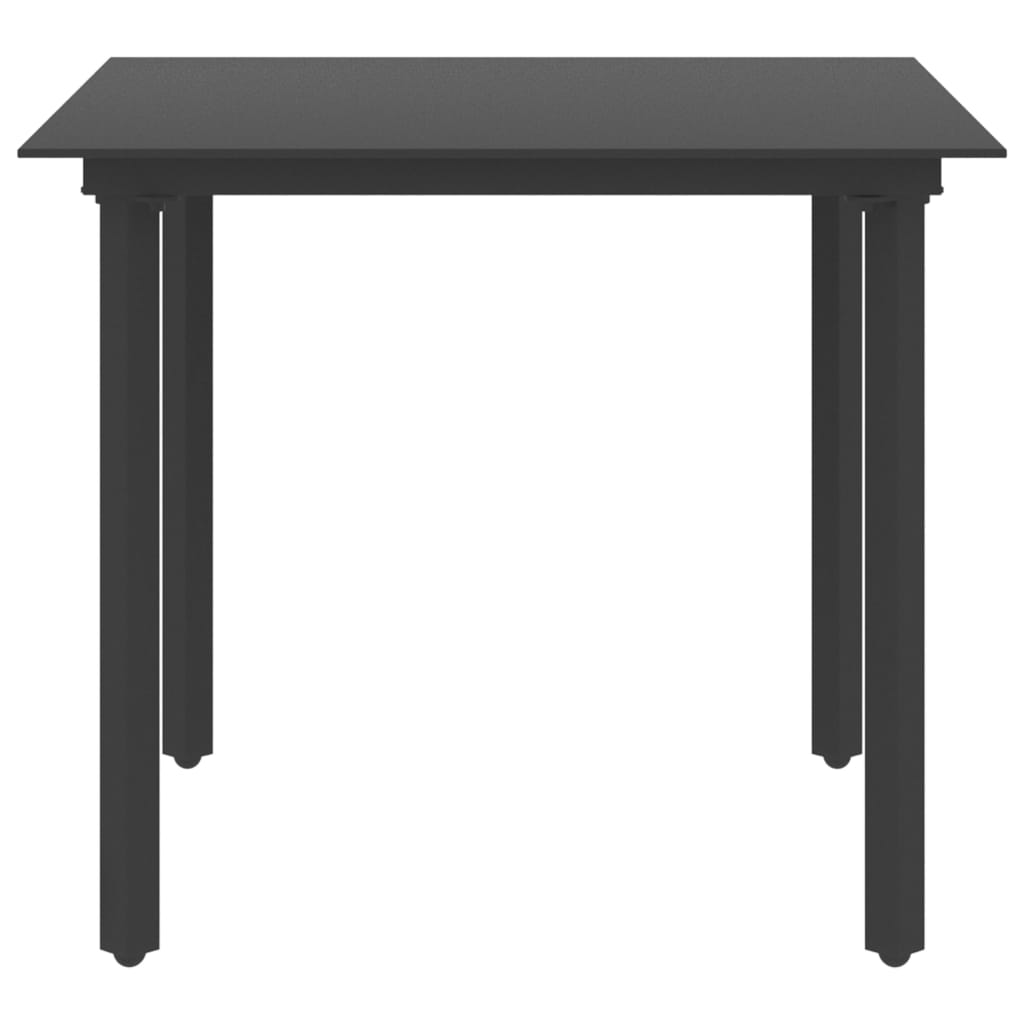 Mesa De Comedor De Jardín Acero Y Vidrio Negro