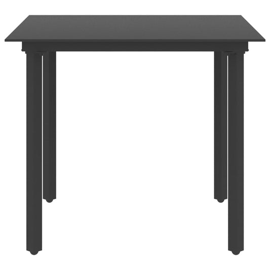 Mesa De Comedor De Jardín Acero Y Vidrio Negro