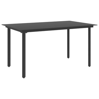 Mesa De Comedor De Jardín Acero Y Vidrio Negro
