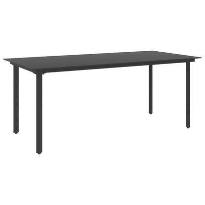 Mesa De Comedor De Jardín Acero Y Vidrio Negro