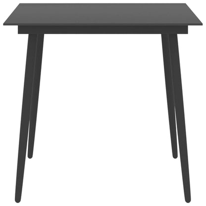 Mesa De Comedor Para Jardín Acero Y Vidrio Negro