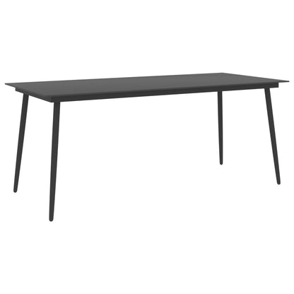 Mesa De Comedor Para Jardín Acero Y Vidrio Negro