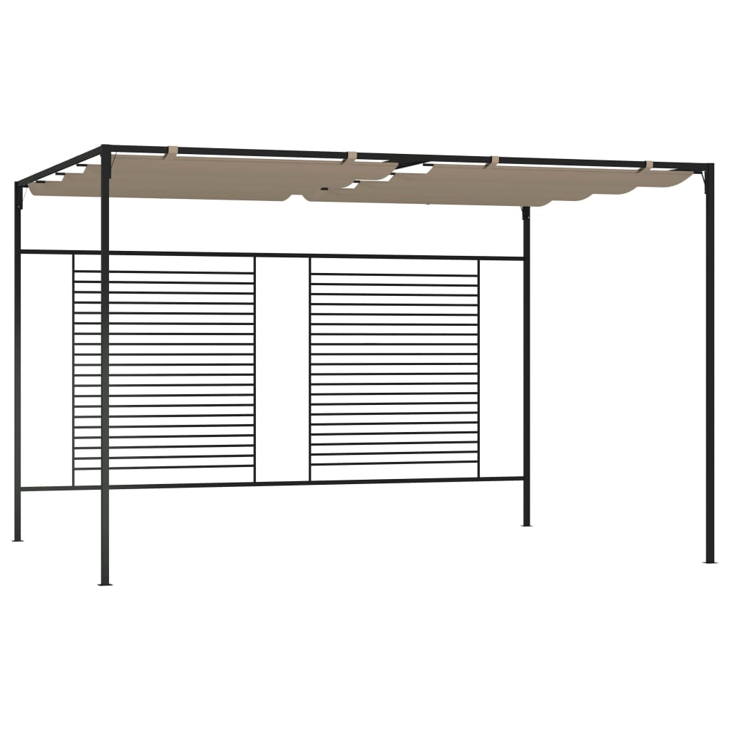 Cenador Con Techo Retráctil Gris Taupe 3X4X2,3 M 180 G/M²