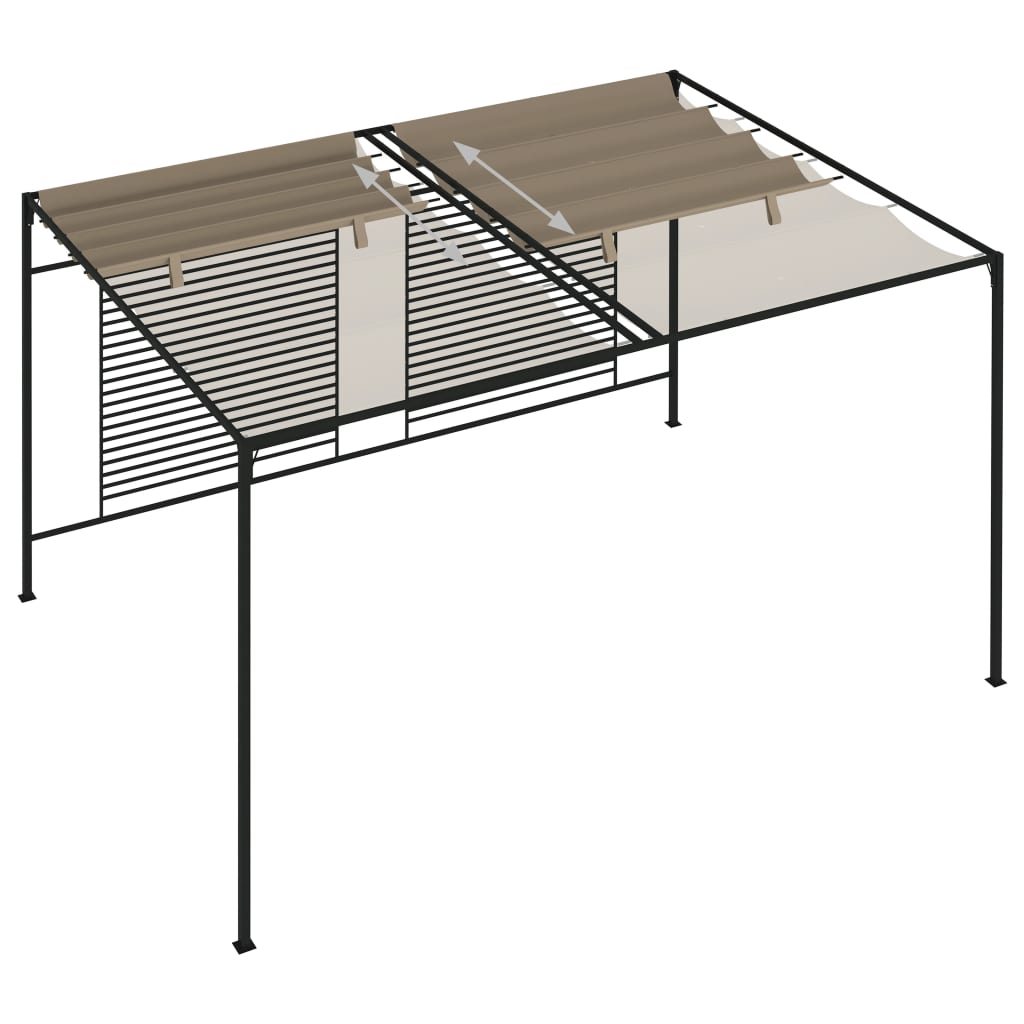 Cenador Con Techo Retráctil Gris Taupe 3X4X2,3 M 180 G/M²