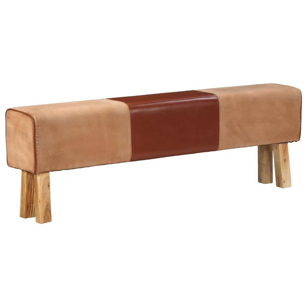 Banco Potro Gimnasio Cuero Auténtico Madera Mango