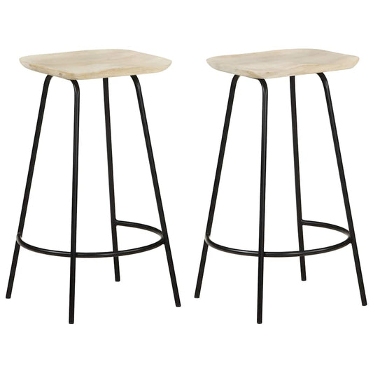 Taburetes De Cocina 2 Unidades Madera Maciza De Mango
