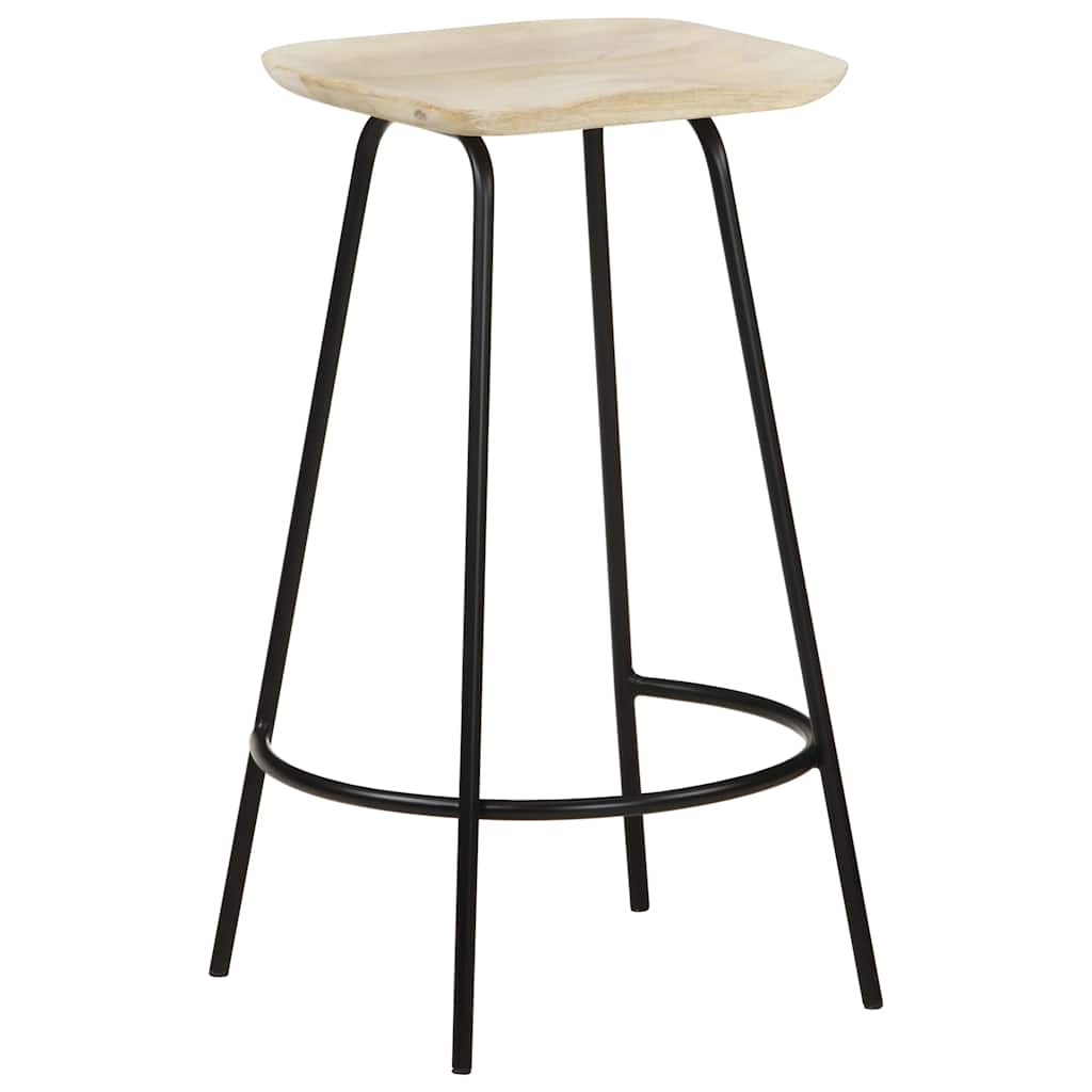 Taburetes De Cocina 2 Unidades Madera Maciza De Mango