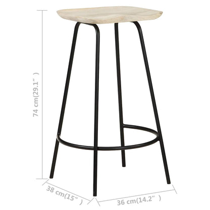 Taburetes De Cocina 2 Unidades Madera Maciza De Mango
