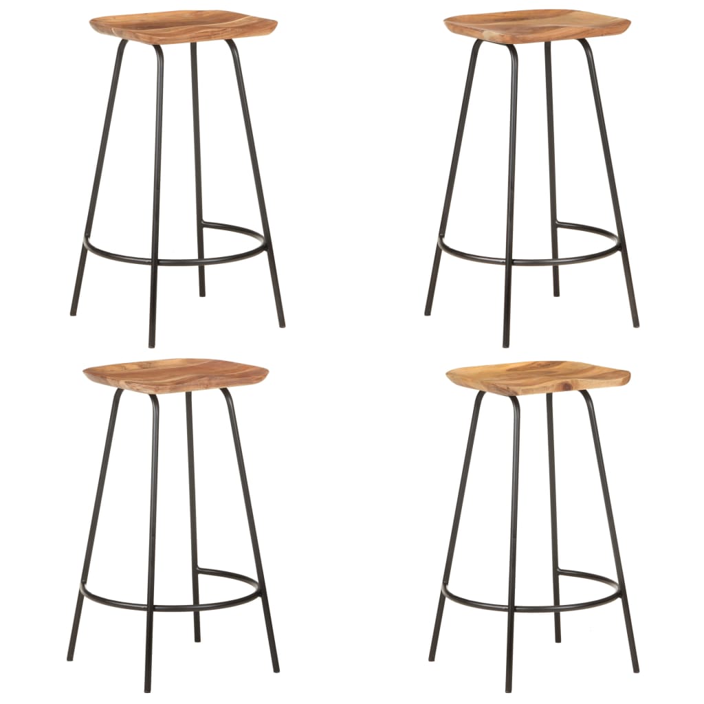 Taburetes De Cocina 4 Unidades Madera Maciza De Acacia