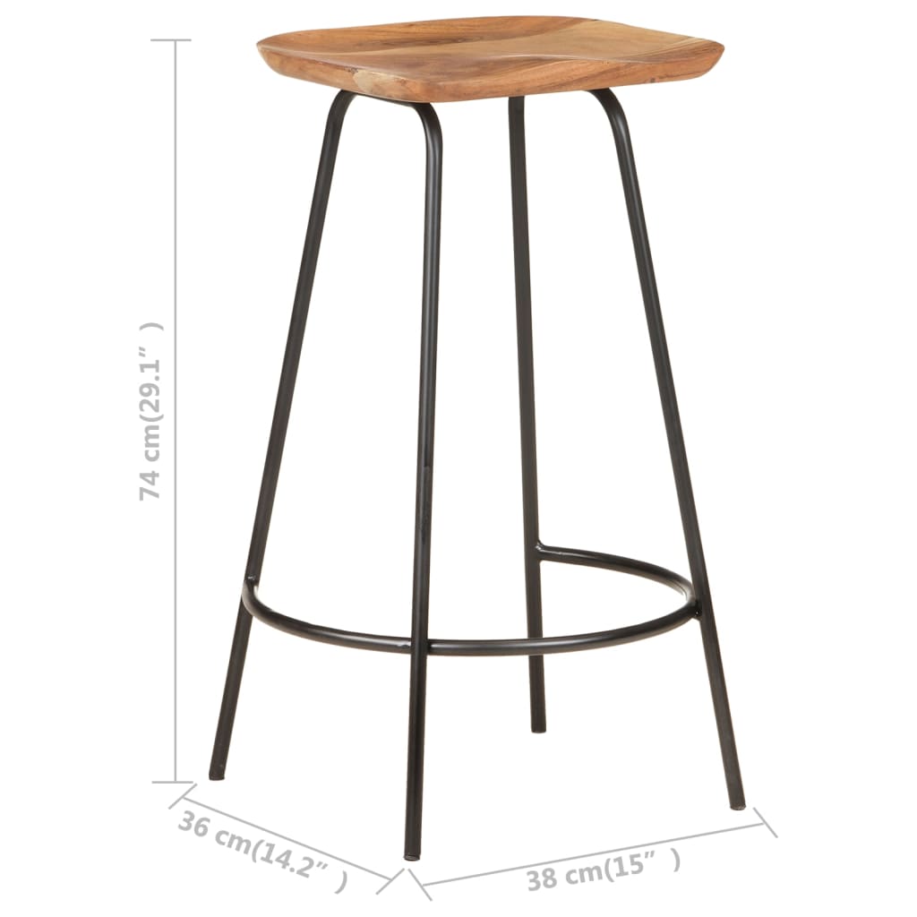 Taburetes De Cocina 4 Unidades Madera Maciza De Acacia