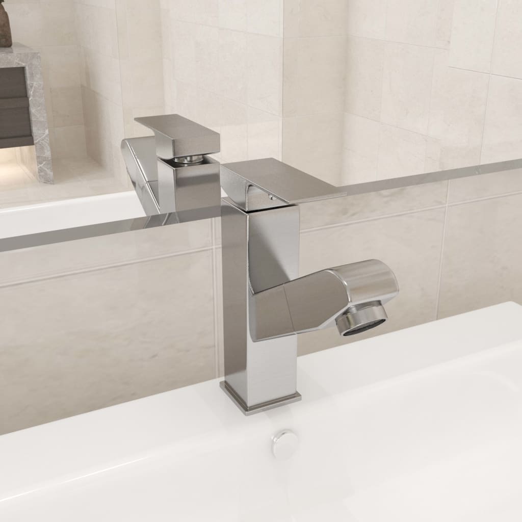 Grifo De Lavabo De Baño Con Función Extraíble Negro 157X172 Mm