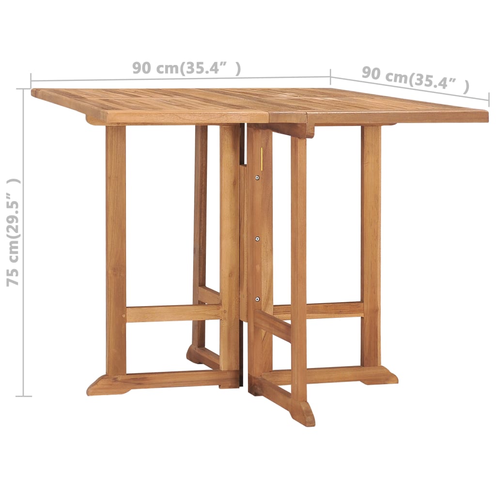 Mesa De Comedor Plegable Para Jardín Madera De Teca 90X90X75 Cm