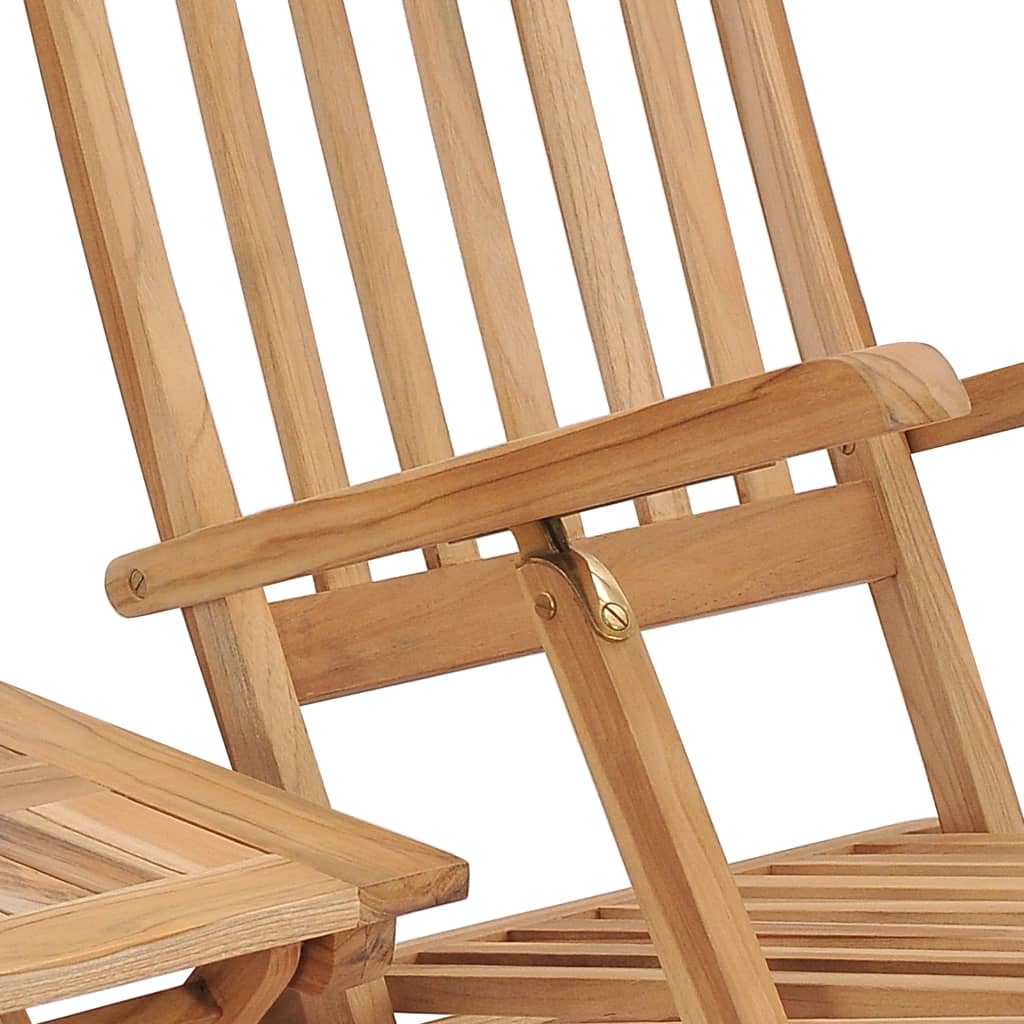 Tumbona Con Reposapiés Y Mesita Madera Maciza De Teca