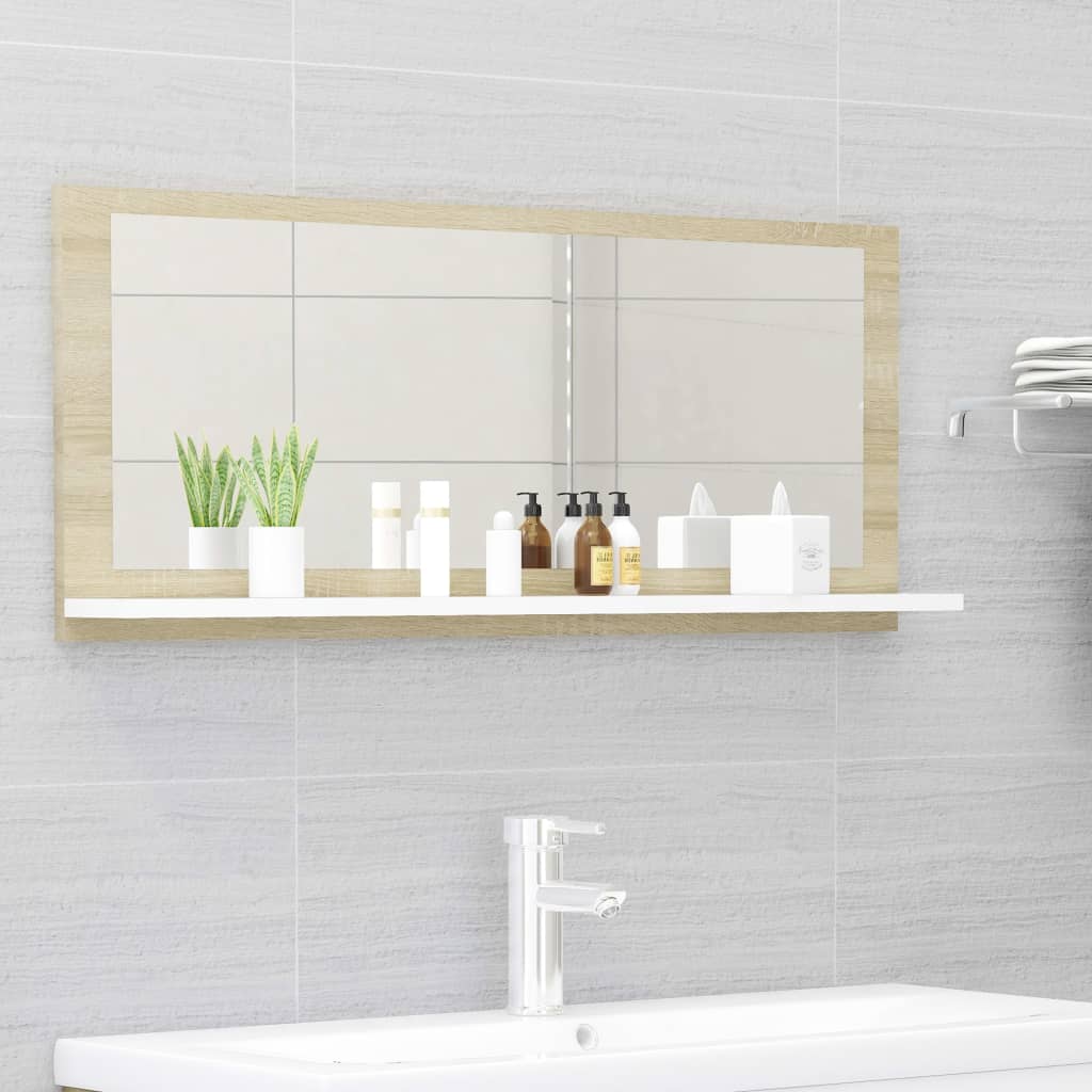 Espejo Mueble De Baño Madera Ingeniería Envejecida