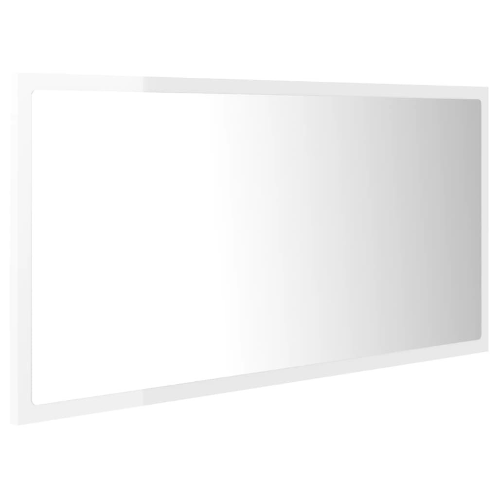 Espejo De Baño Led Crílico Blanco Brillo 90X8,5X37 Cm