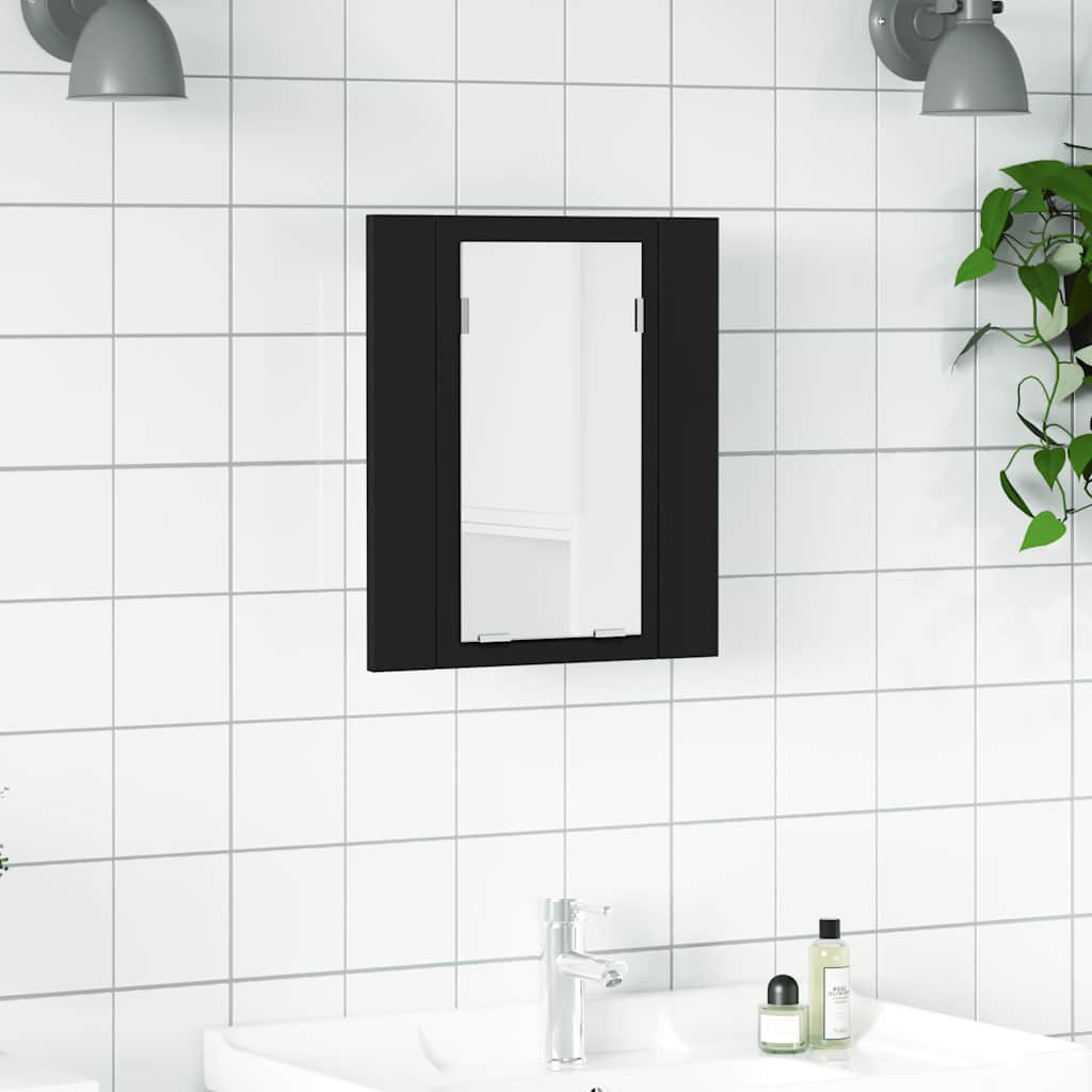 Armario De Baño Con Espejo Led Madera 40X12X45 Cm