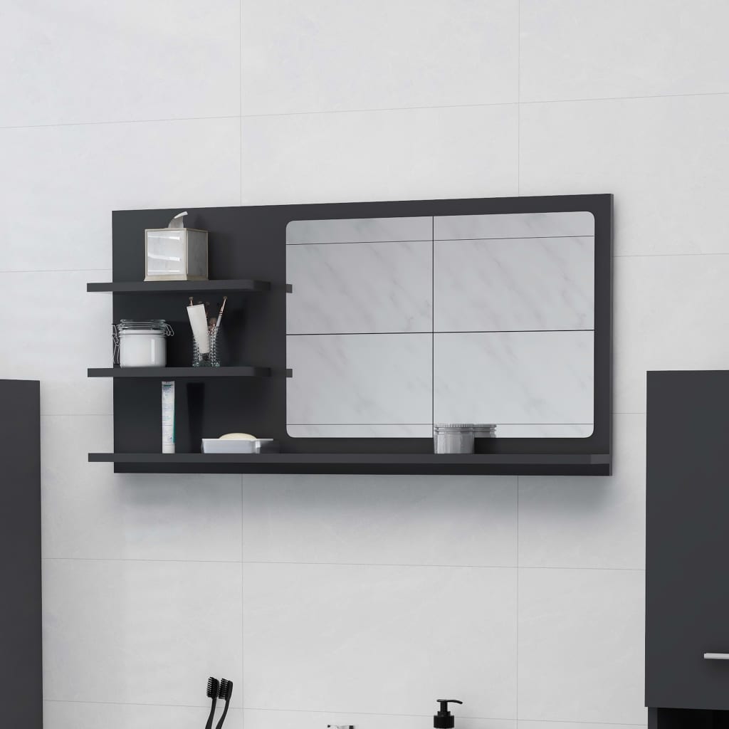 Armario De Baño Con Espejo De 90X11X45 Cm Madera De Ingeniería
