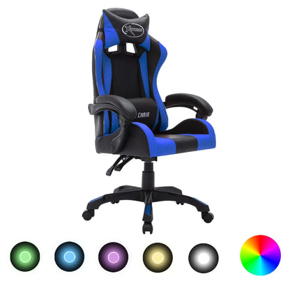 Silla Gaming Con Luces Led Rgb Cuero Sintético