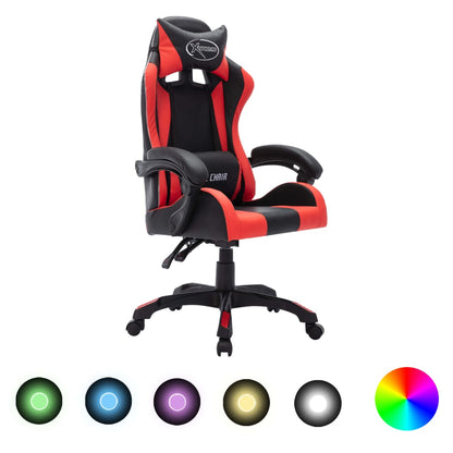 Silla Gaming Con Luces Led Rgb Cuero Sintético