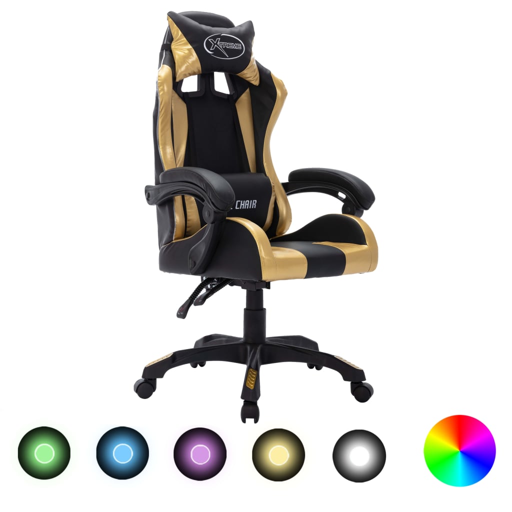 Silla Gaming Con Luces Led Rgb Cuero Sintético
