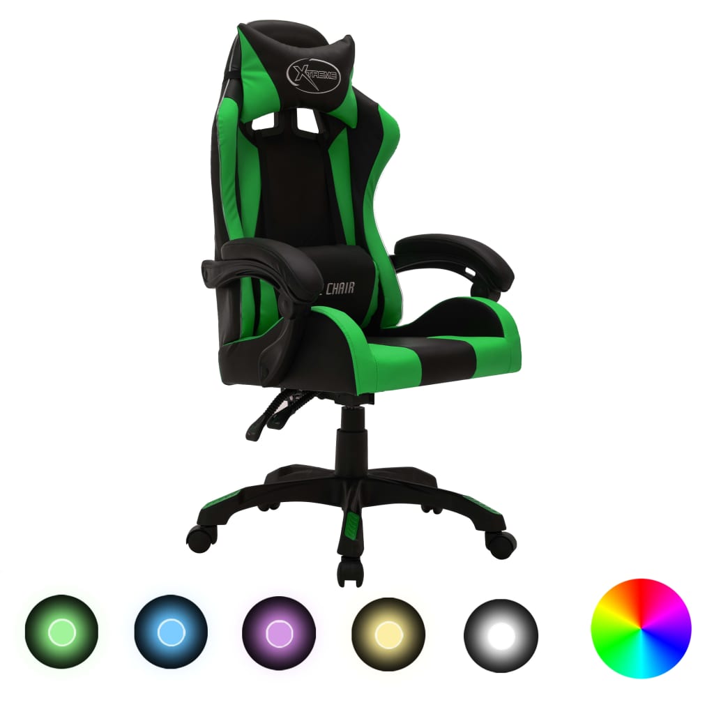 Silla Gaming Con Luces Led Rgb Cuero Sintético