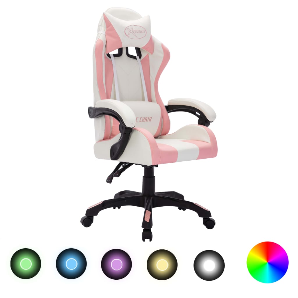 Silla Gaming Con Luces Led Rgb Cuero Sintético