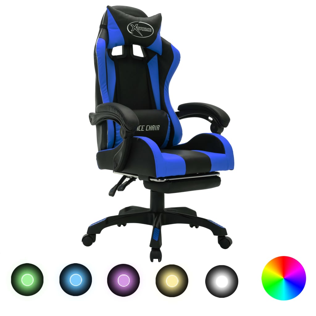 Silla Gaming Con Luces Led Rgb Cuero Sintético
