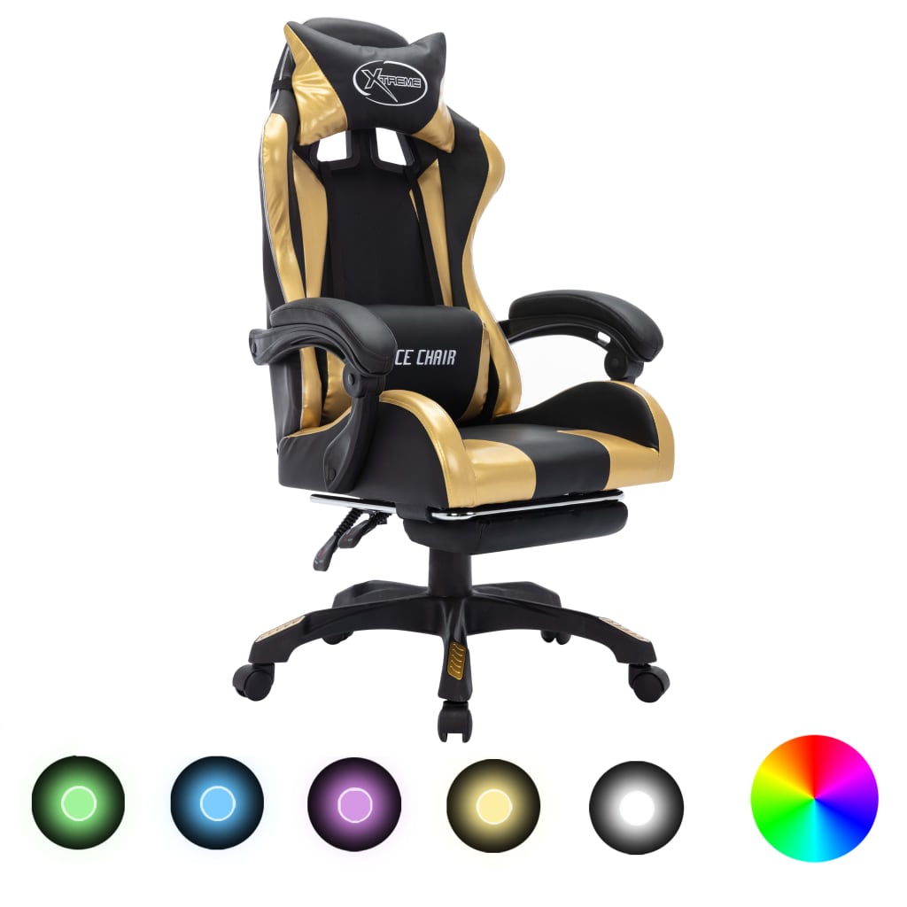 Silla Gaming Con Luces Led Rgb Cuero Sintético