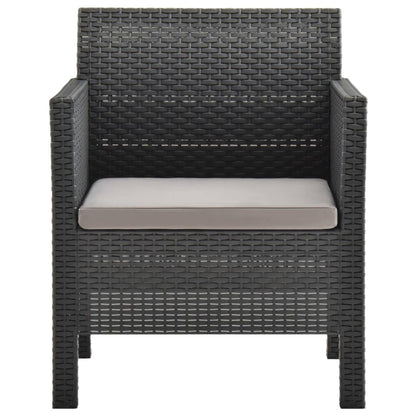 Silla De Jardín Con Cojín Antracita 63X65X76 Cm Ratán Pp