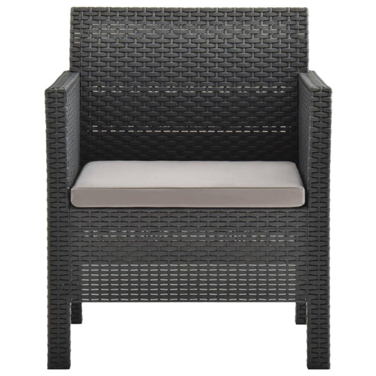 Silla De Jardín Con Cojín Antracita 63X65X76 Cm Ratán Pp