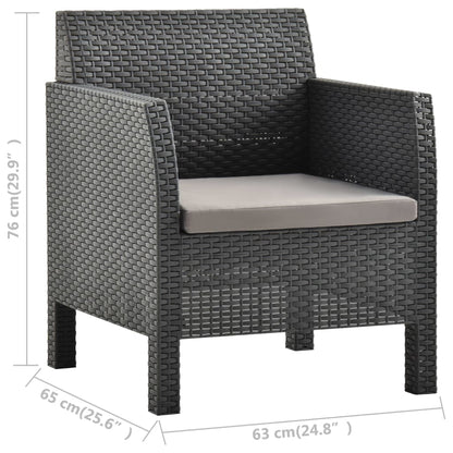 Silla De Jardín Con Cojín Antracita 63X65X76 Cm Ratán Pp