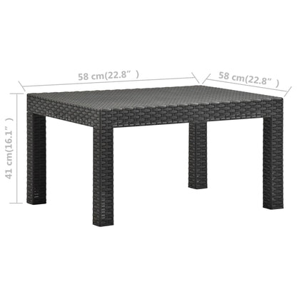 Mesa De Jardín Pp Ratán Gris Antracita 58X58X41 Cm