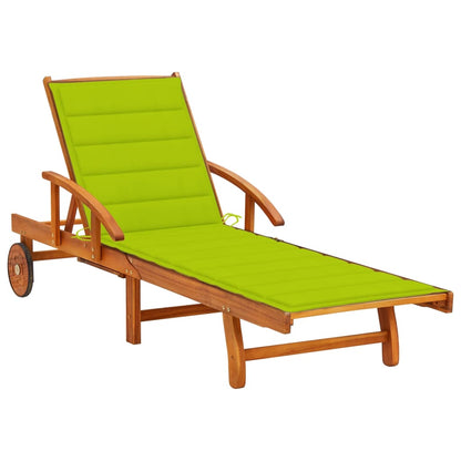 Tumbona De Jardín Con Mesa Y Cojín Madera Maciza De Acacia