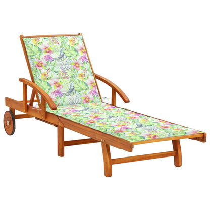 Tumbona De Jardín Con Mesa Y Cojín Madera Maciza De Acacia