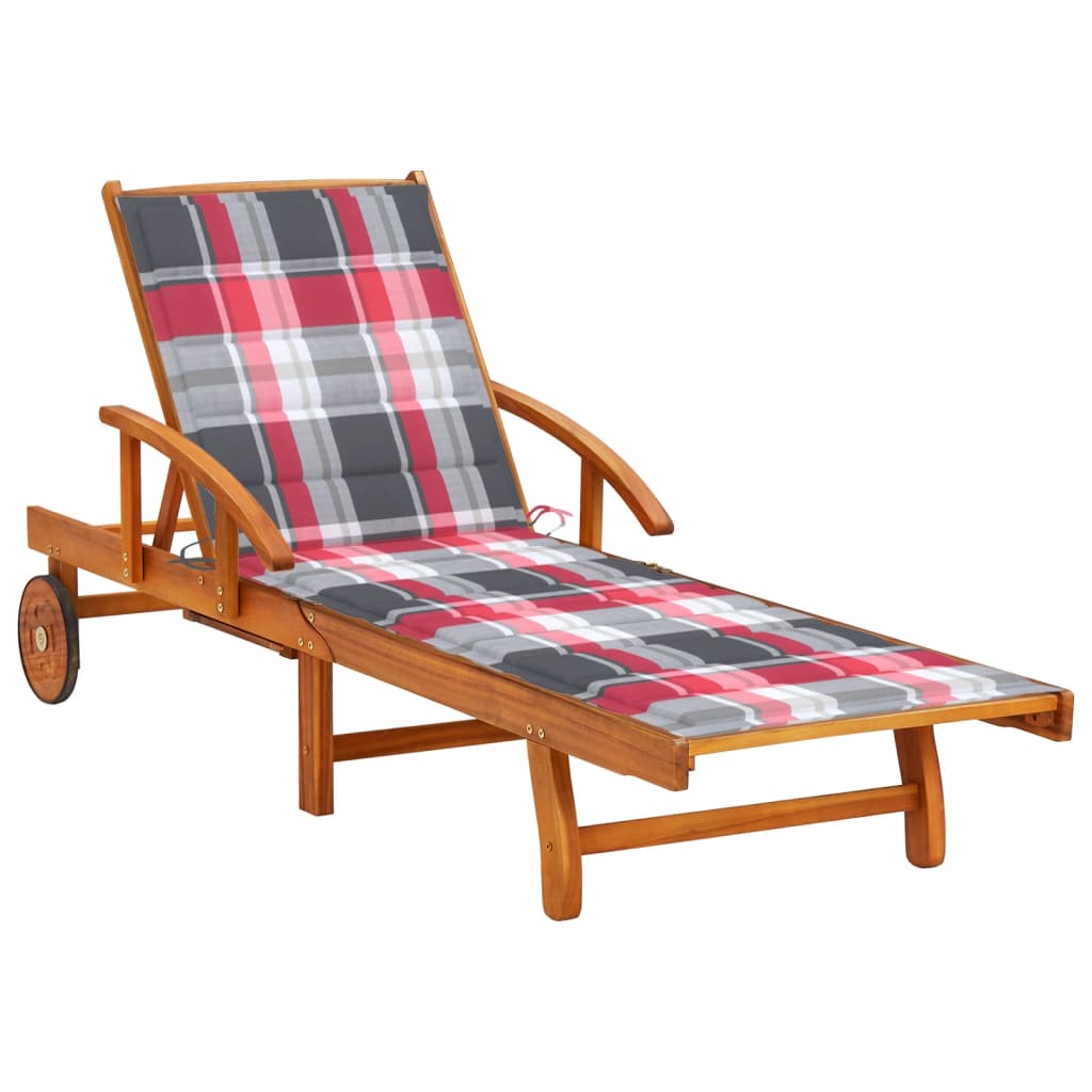 Tumbona De Jardín Con Mesa Y Cojín Madera Maciza De Acacia