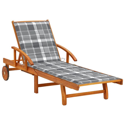Tumbona De Jardín Con Mesa Y Cojín Madera Maciza De Acacia