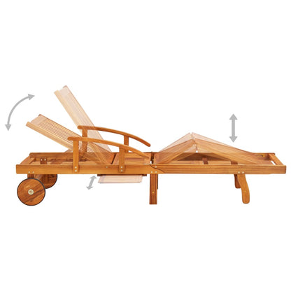 Tumbona De Jardín Con Mesa Y Cojín Madera Maciza De Acacia