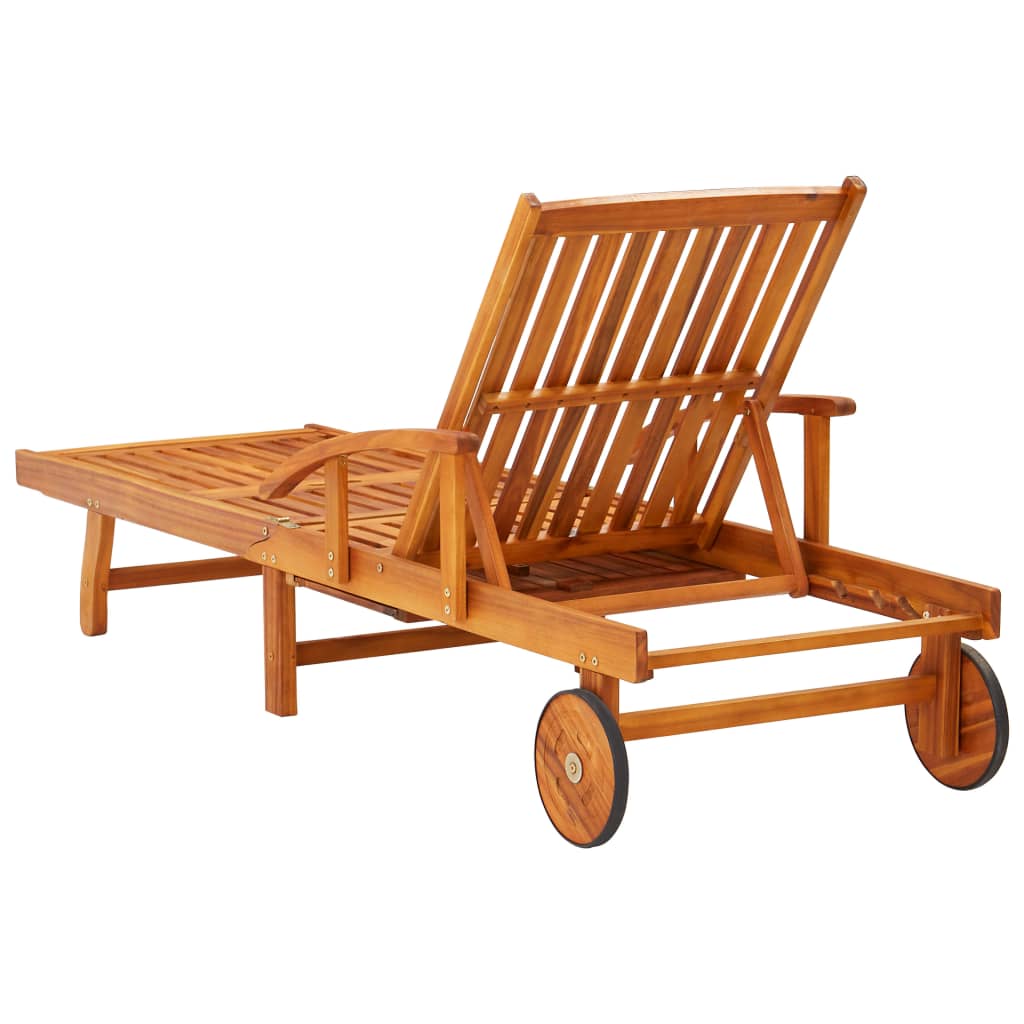 Tumbona De Jardín Con Mesa Y Cojín Madera Maciza De Acacia