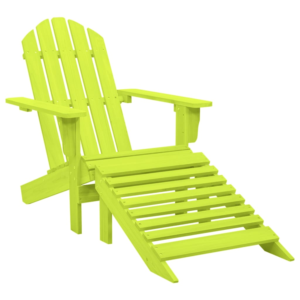 Silla De Jardín Con Otomana Madera Blanca