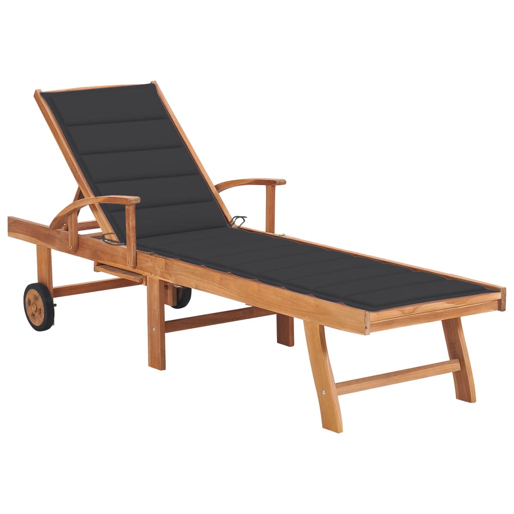 Tumbona Con Cojín Madera Maciza De Teca
